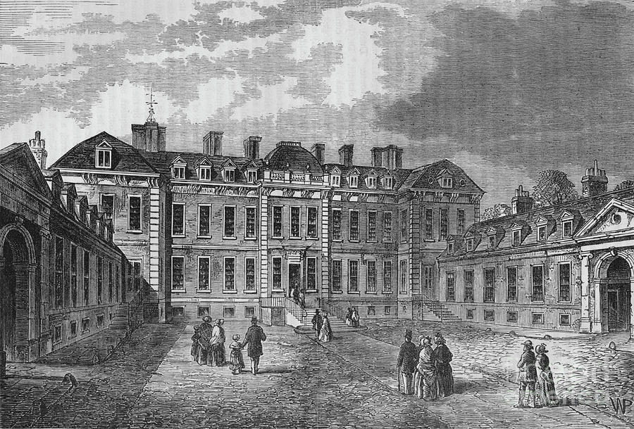 Courtyard Of Montagu House, Great Drawing by Print Collector