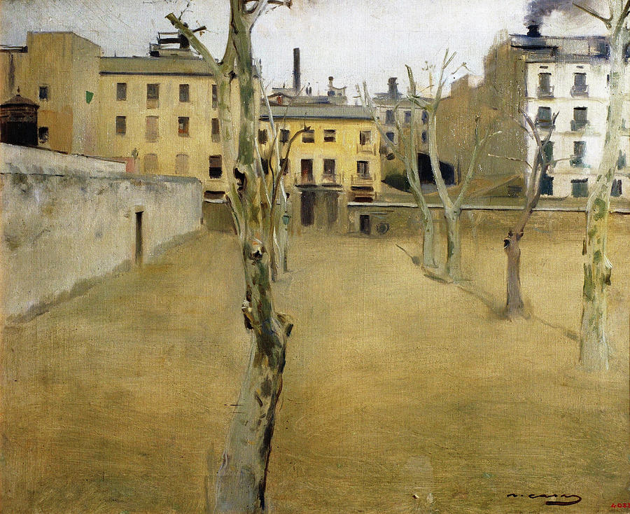 Barcelona Painting - Courtyard of the old Barcelona prison - Digital Remastered Edition by Ramon Casas