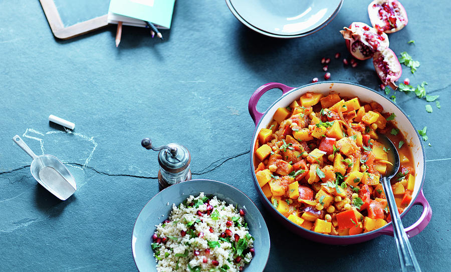 Couscous And Moroccan Vegetable Tagine Photograph by Karen Thomas
