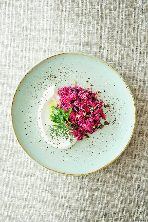 Couscous Salad With Beetroot, Quinoa And Sumach Yoghurt levant Cuisine Photograph by Jan Wischnewski