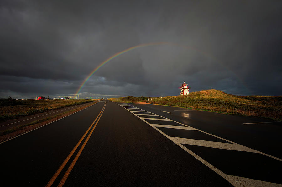Covehead Lighthouse Rainbow Photograph by Deborah Penland