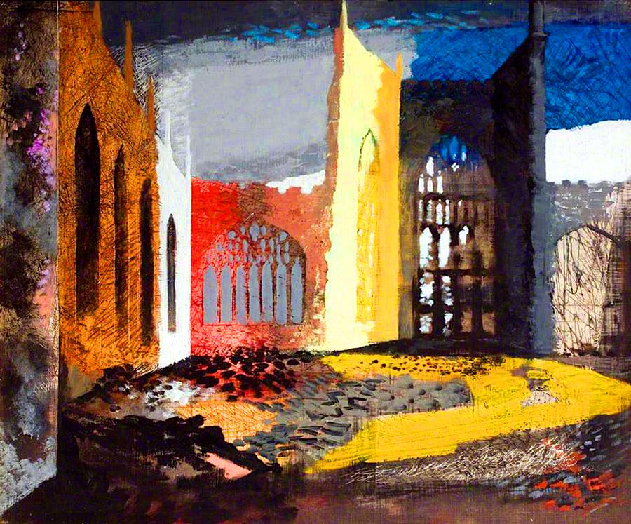 John Piper - Coventry Cathedral Painting by Jon Baran