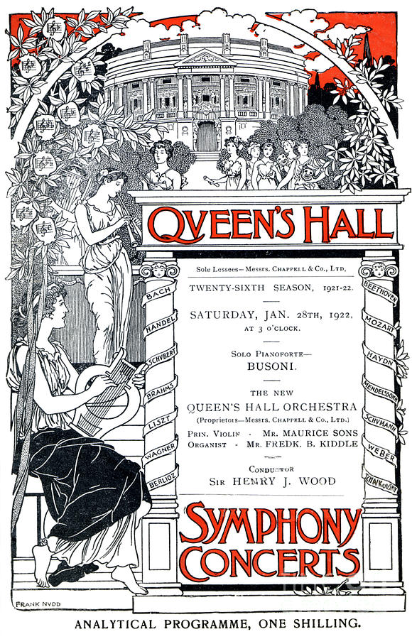 Cover of program for Queens Hall Drawing by English School