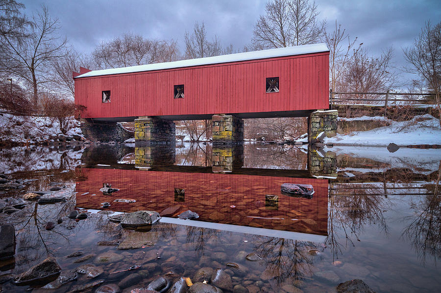Covered Bridge During The Winter Photograph by Enzo Figueres