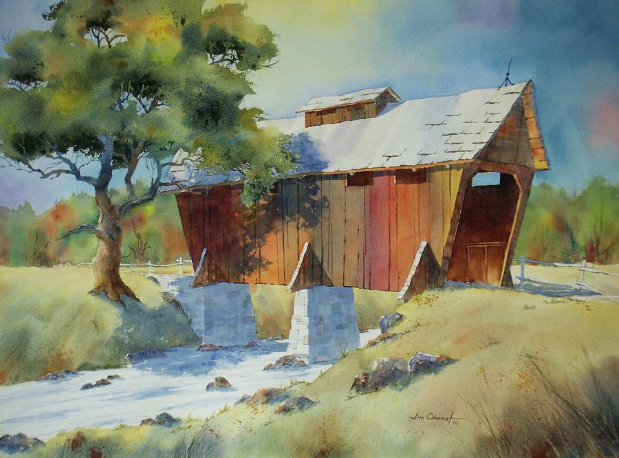Landscape Painting - Covered Bridge by Jim Oberst
