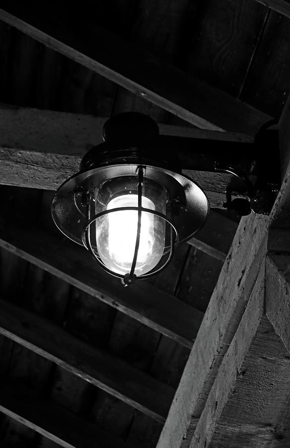 Covered Bridge Light Black And White Photograph by Debbie Oppermann