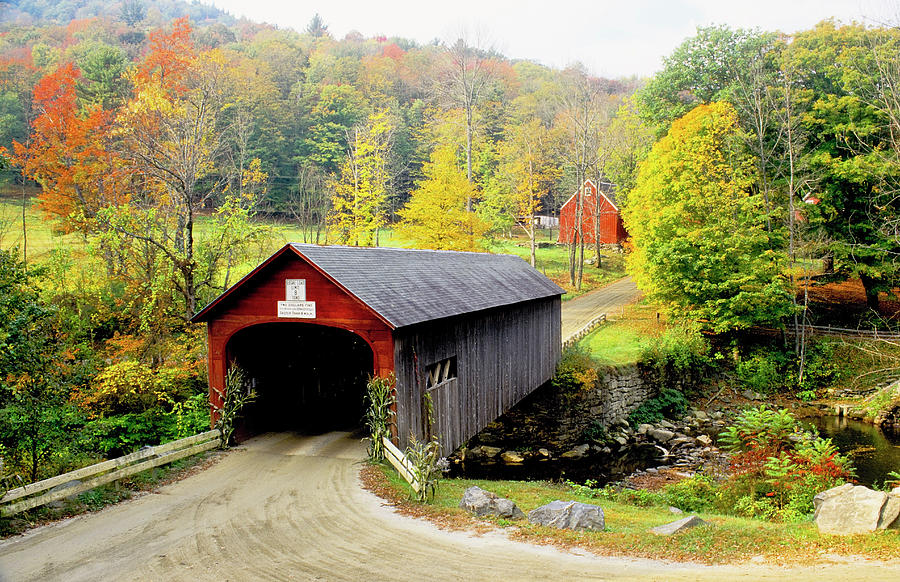 Covered Bridge On Green River, Vermont Photograph by Danita Delimont