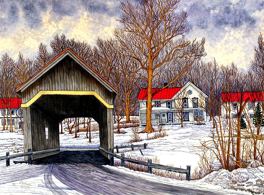 Covered Bridge Warren Vt Painting by Thelma Winter - Pixels