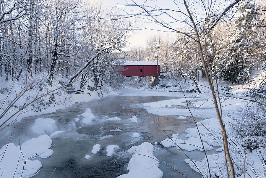 Covered Bridge Winter Scene Photograph by Lisa Allard | Fine Art America