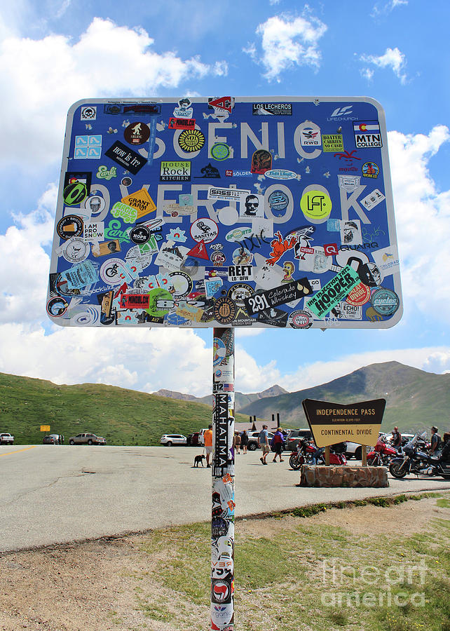 Covered Independence Pass Colorado Scenic Overlook sign Photograph by Adam Long