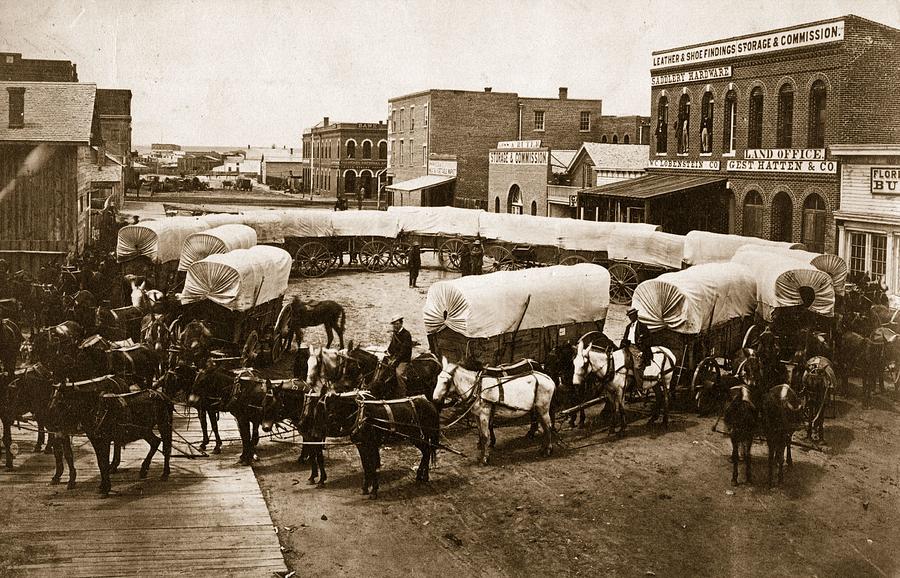 Covered Wagons Photograph by Hulton Archive