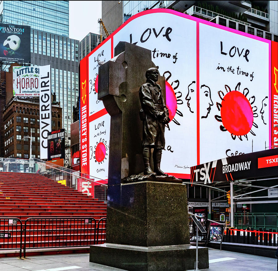 City Digital Art - Covid 19 Messages, Times Square Nyc by Claudia Uripos