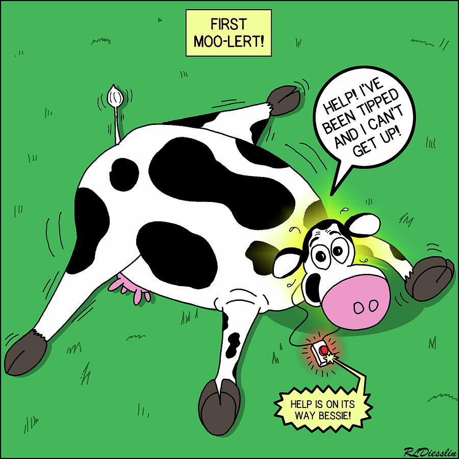 Cow First Moo-lert Drawing by Rich Diesslin Cow First Moo-lert Drawing by Rich Diesslin