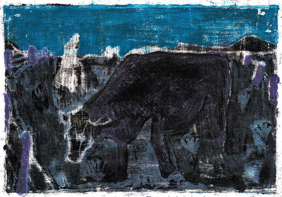 Cow in a Field at Night Painting by Edgeworth Johnstone