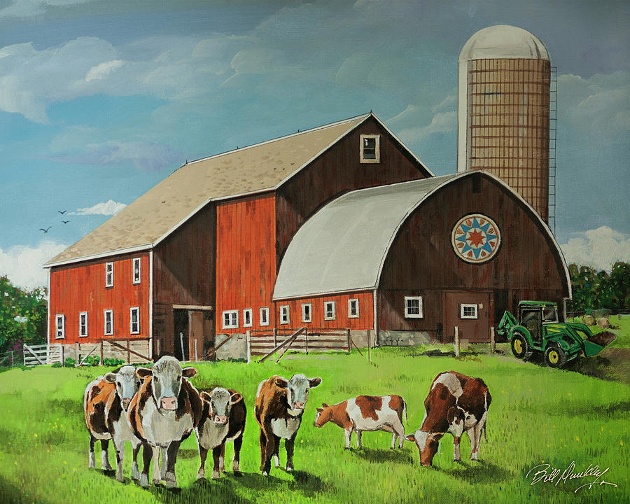 Cow in Pasture Painting by Bill Dunkley