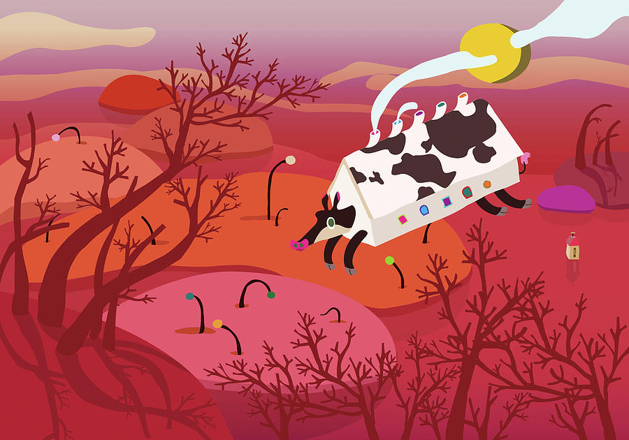 Cow Live In House Digital Art by Gracekaten