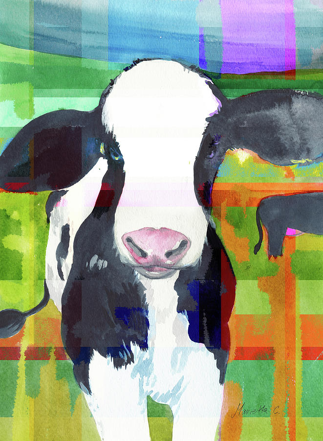 Animal Mixed Media - Cow by Marietta Cohen Art And Design