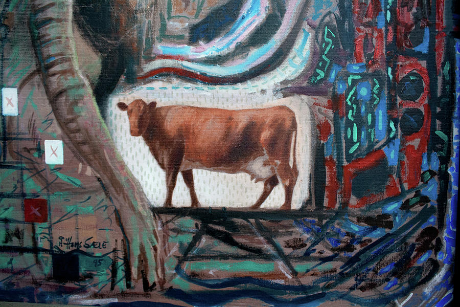 Cow Observing Human Behavior - Fragment Painting by Hans Egil Saele