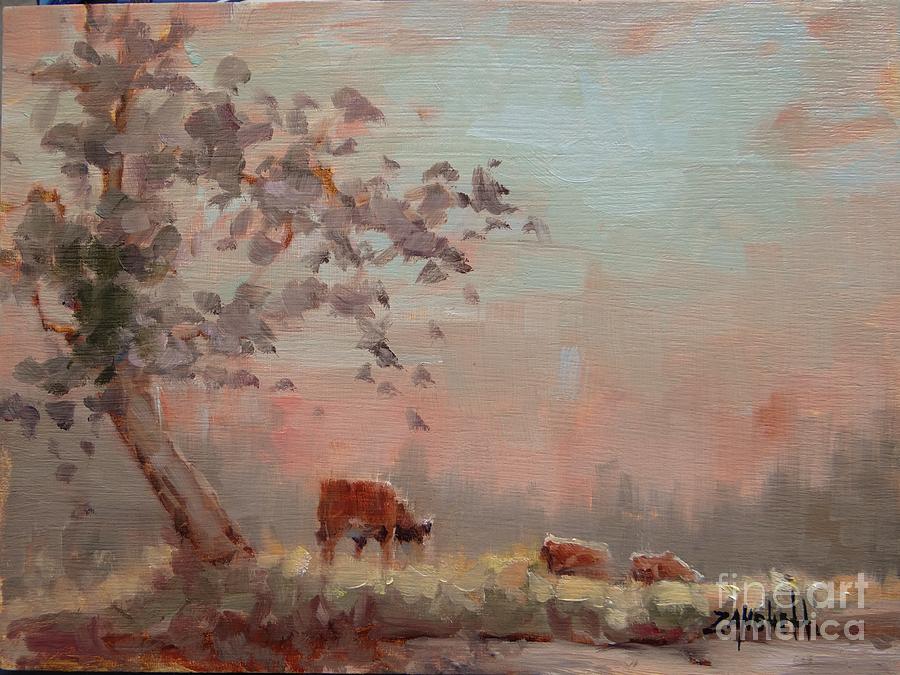 Cow Study four Painting by Laura Lee Zanghetti