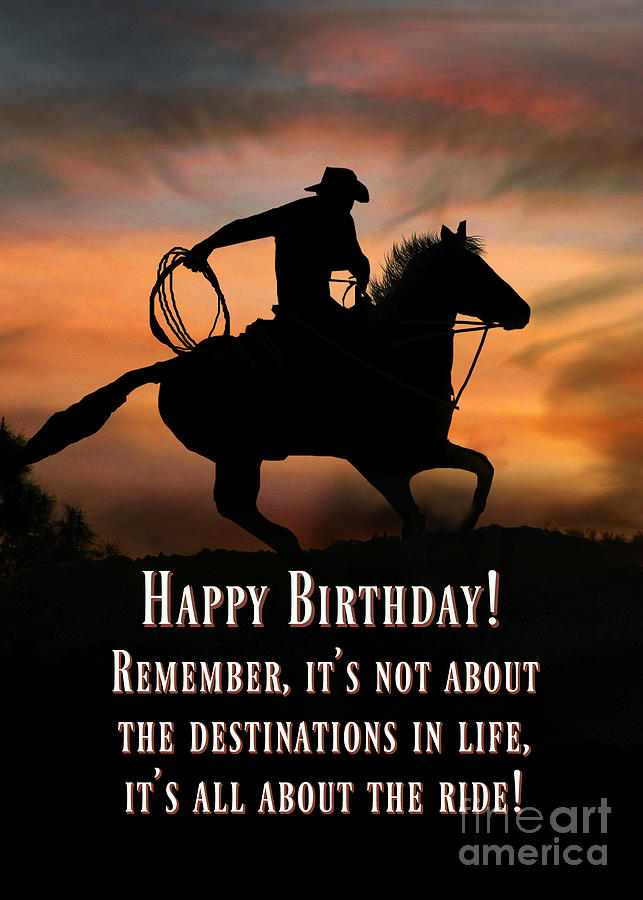 Birthday Photograph - Cowboy and Horse Country Western Happy Birthday by St...