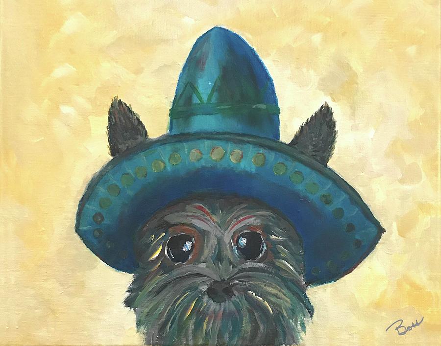 Cowboy Bandit Puppy Painting by Brenda Boss