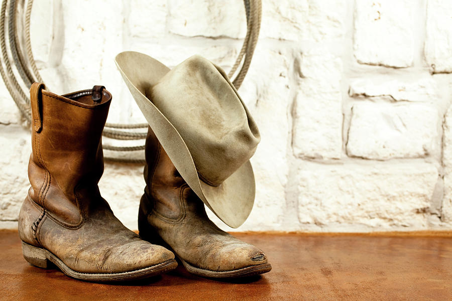 cowboy boots with cowboy hat