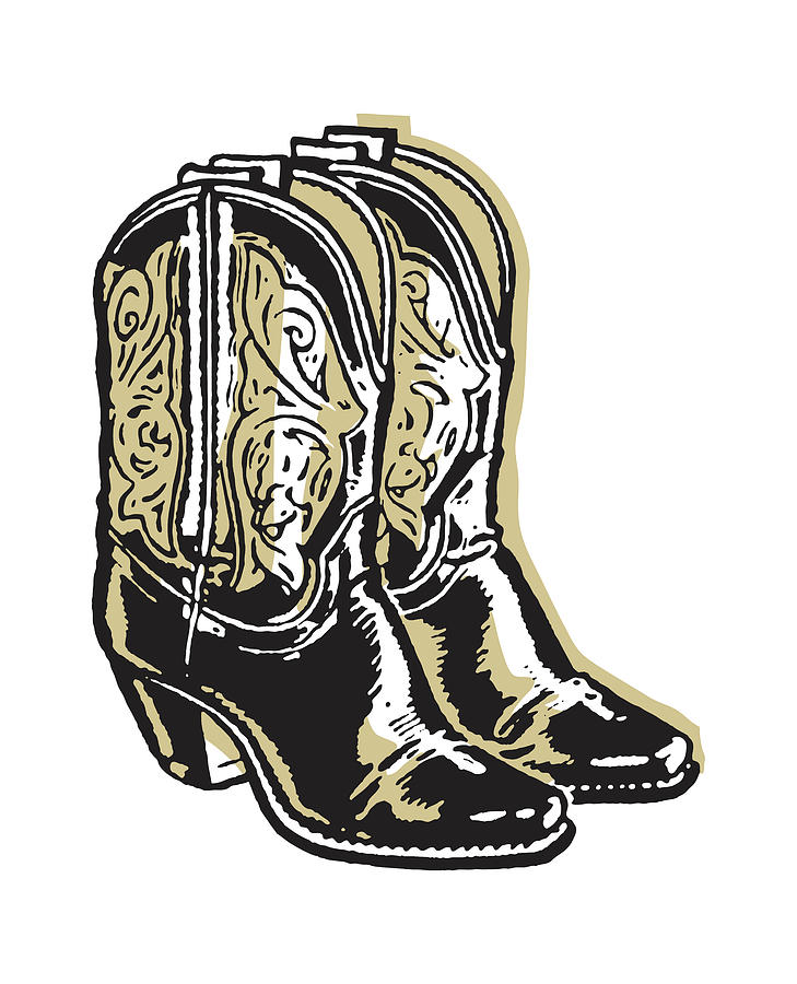 Vintage Drawing - Cowboy Boots by CSA Images