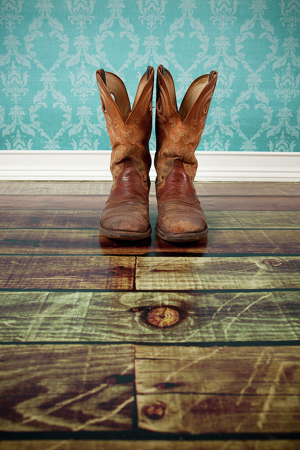 Cowboy Boots On The Floor Photograph by Jorgegonzalez