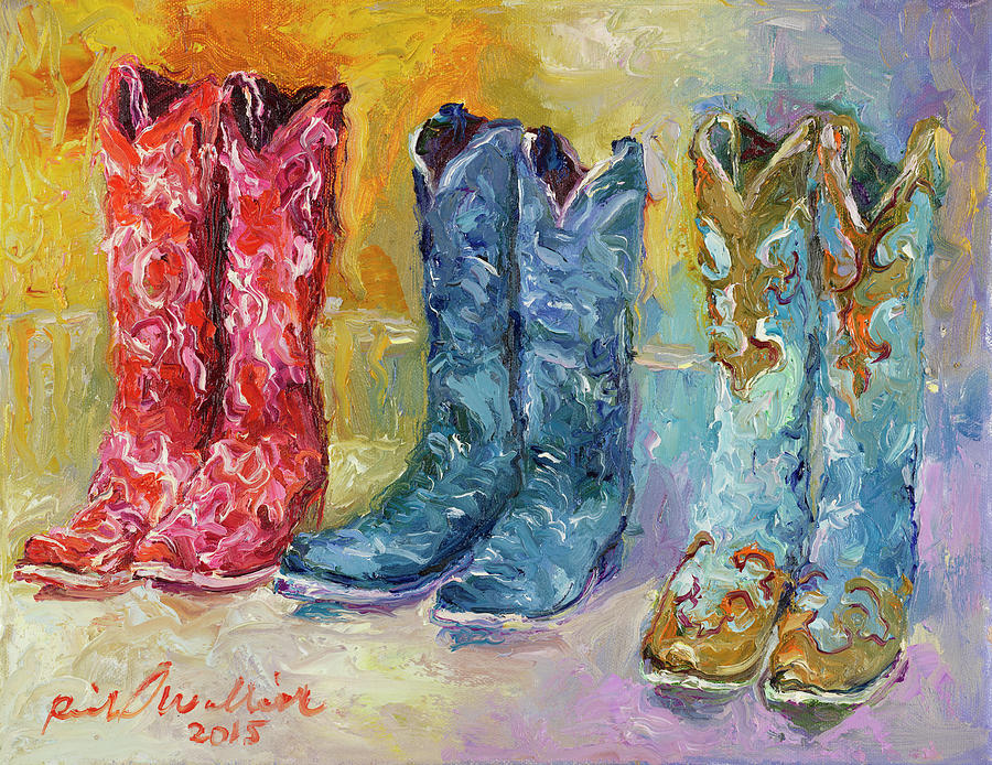 Boot Painting - Cowboy Boots by Richard Wallich