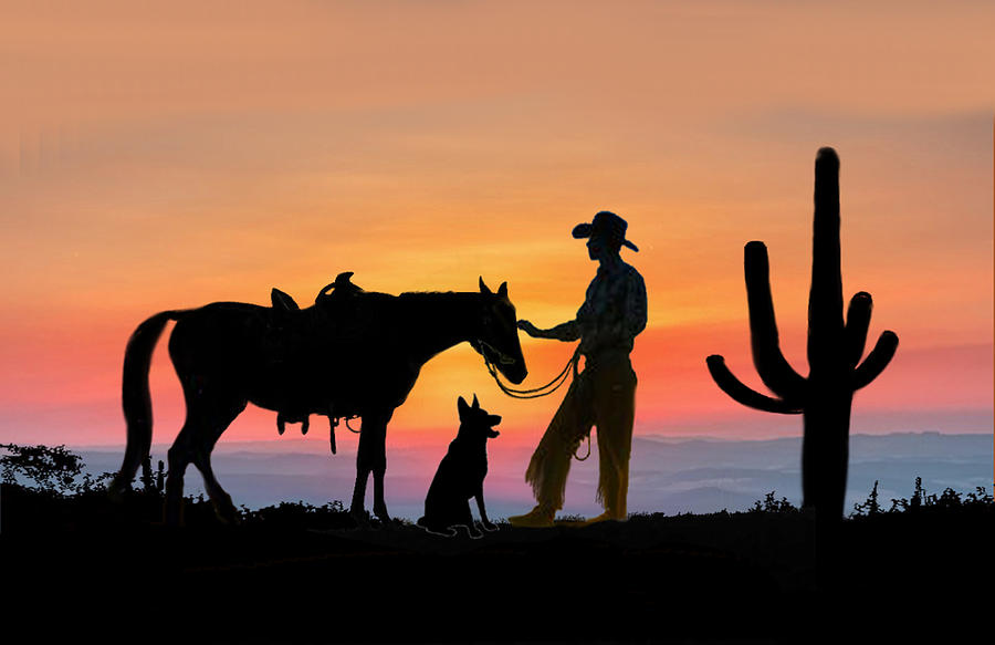 Cowboy Companions Digital Art by Glenn Holbrook