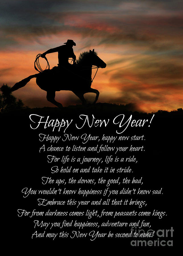 Cowboy Country Western Happy New Year Blessing Photograph by Stephanie Laird