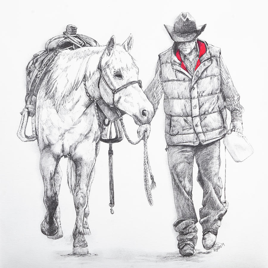 cowboy on horse drawing