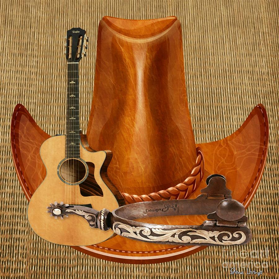Cowboy Guitar Digital Art by Gena Livings