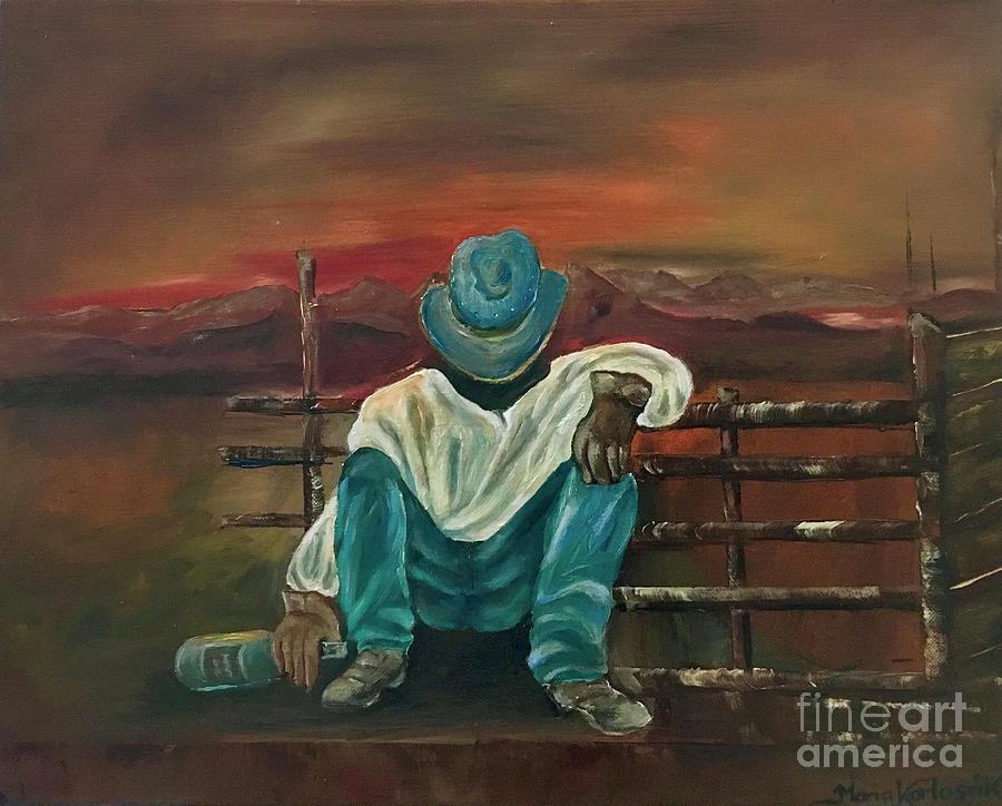 Cowboy life Painting by Maria Karlosak