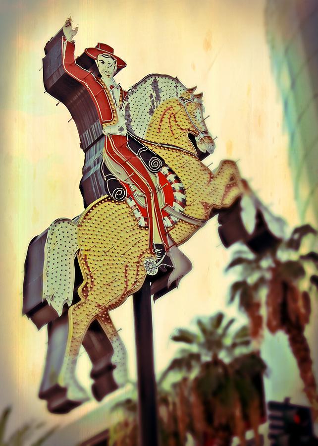 The Hacienda Horse and Rider Neon Sign Photograph by Mary Pille