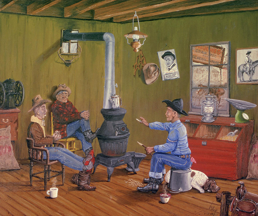 Coffee Painting - Cowboy Stories by Les Ray