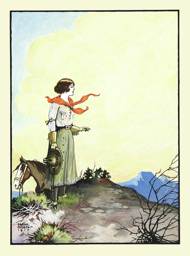 Cowgirl Painting by Edgar Church