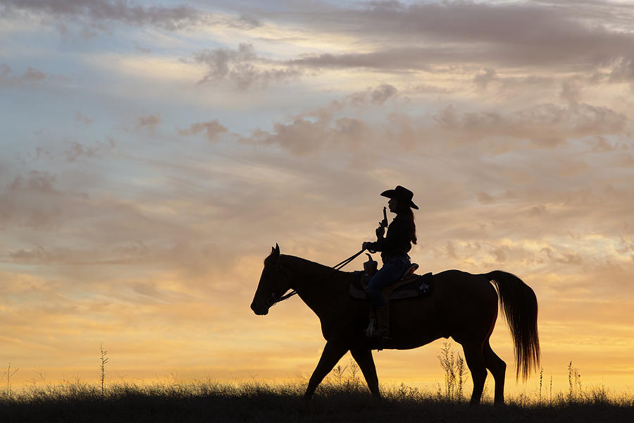 Cowgirl Fun With Silhouette Photograph by Linda D Lester
