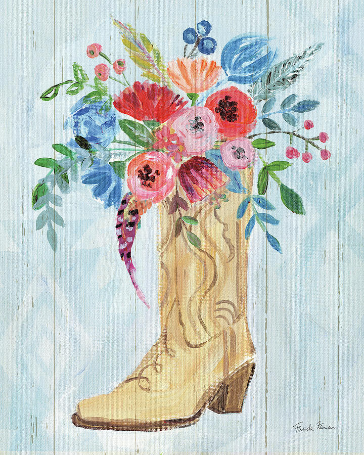 Boot Painting - Cowgirl II by Farida Zaman