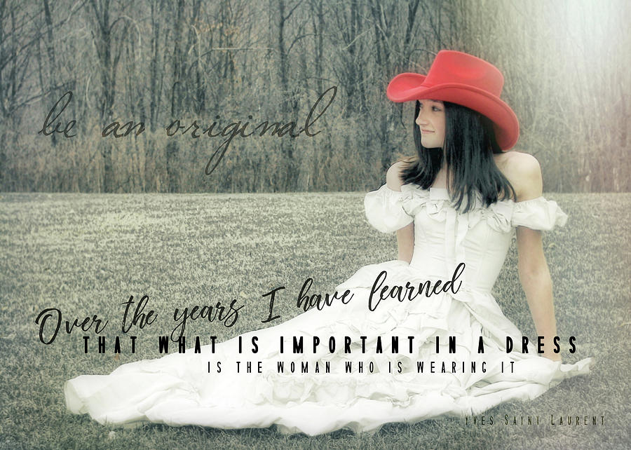 Vintage Photograph - COWGIRL RED quote by JAMART Photography