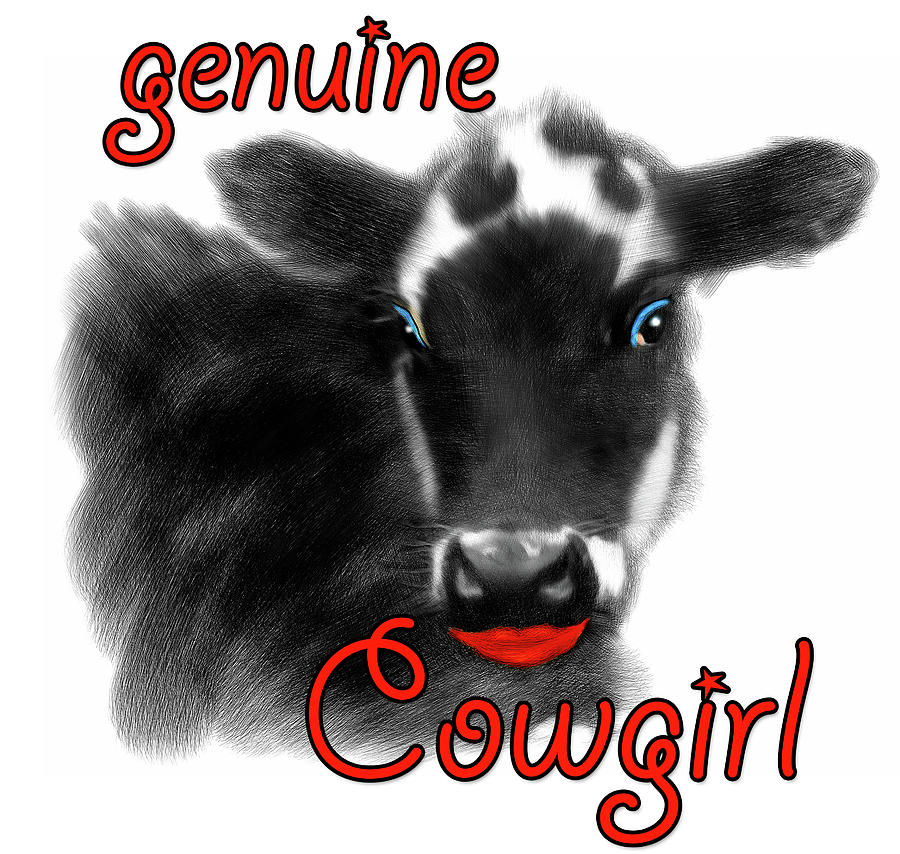 Cowgirl Western Girlie Cow Digital Art by Doreen Erhardt