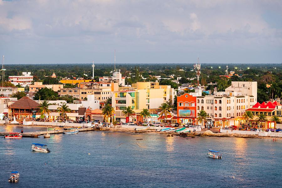 Summer Photograph - Cozumel, Mexico Coastal Town Skyline by Sean Pavone