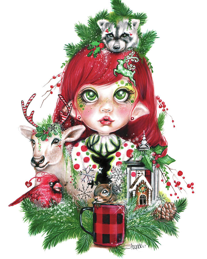 Holiday Mixed Media - Cozy Christmas Claire - Munchkinz Elf by Sheena Pike Art And Illustration