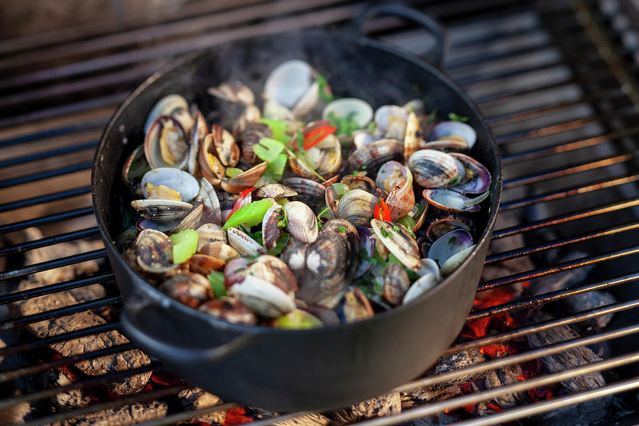 Cozze On A Grill Photograph by Manfred Jahrei