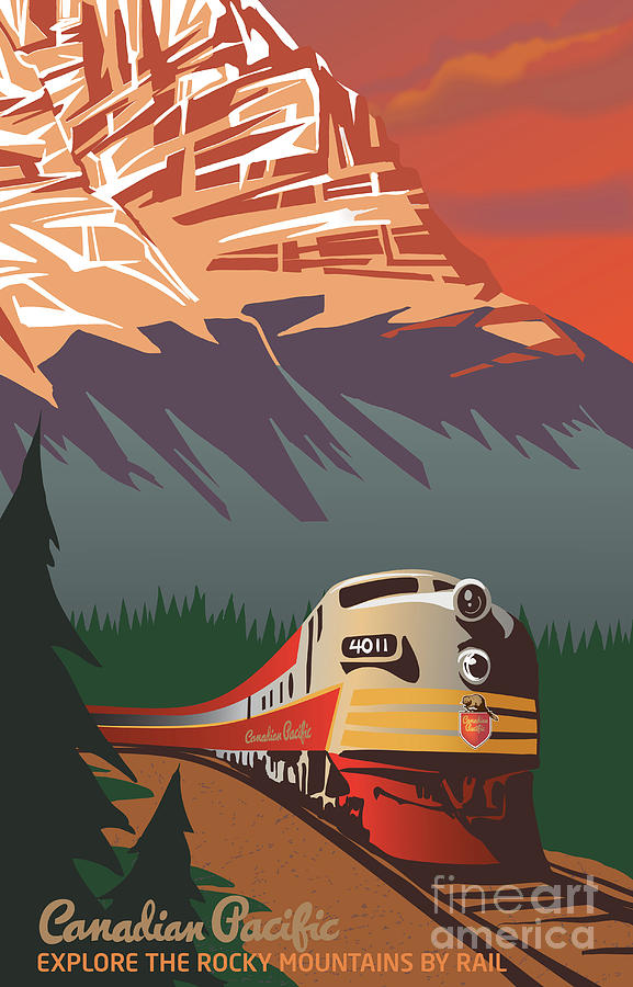 Mountain Sunset Digital Art - CP Travel by Train by Sassan Filsoof