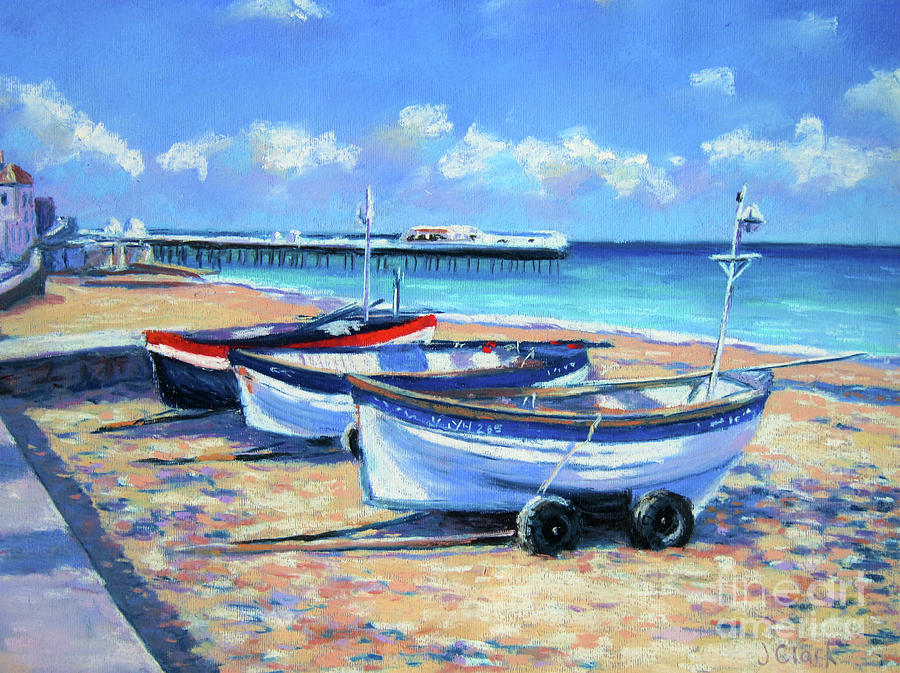 Beach Painting - Crab Boats on Cromer Beach by John Clark