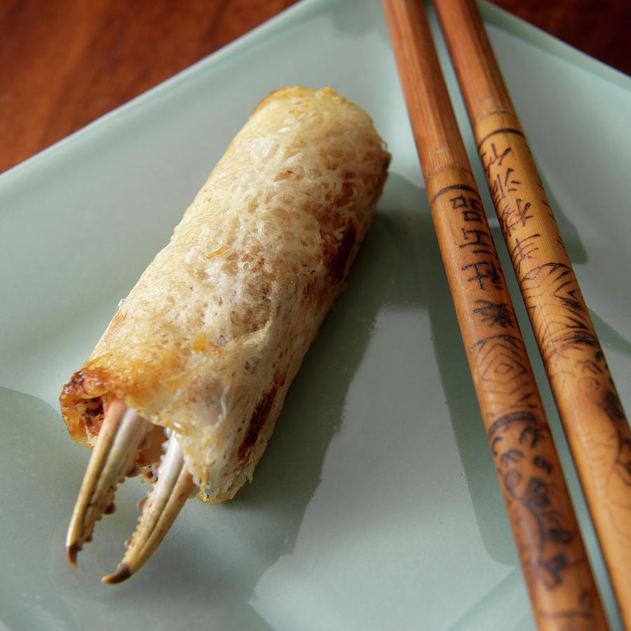 Crab Net Roll With Chop Sticks Photograph by Paul Poplis