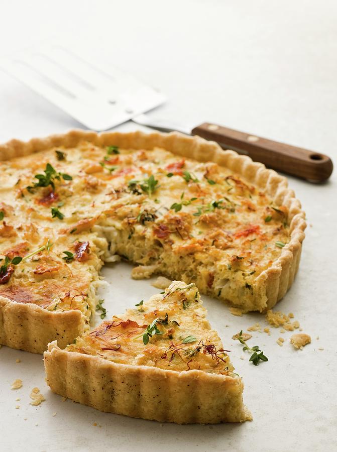 Crab Tart With Thyme, One Slice Cut Photograph by Lingwood, William ...