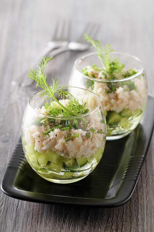 Crab Verrine With Cucumbers And Chives Photograph by Jean-christophe Riou