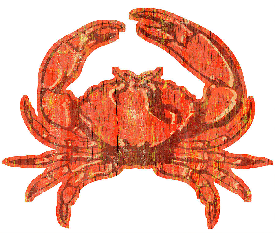 Vintage Digital Art - Crab Wood Cut Out by Retroplanet